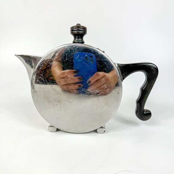 Vintage Art Deco Englishtown 5th Avenue Silver Plated Teapot Bakelite Handle - Picture 3 of 8